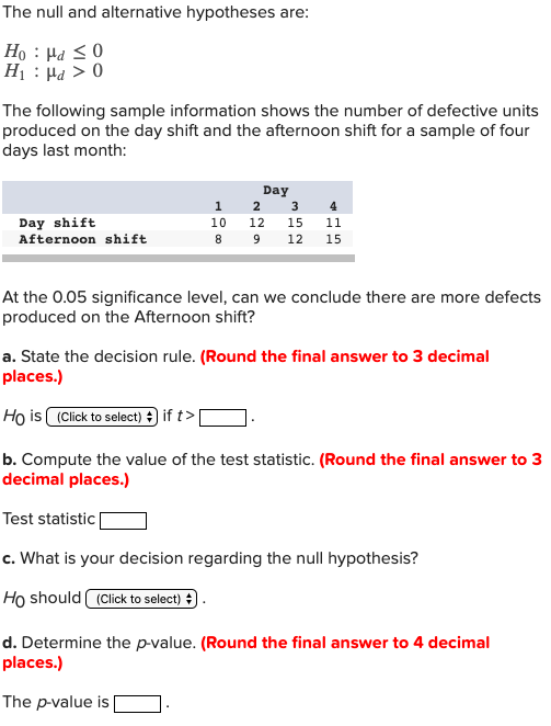 The Null And Alternative Hypotheses Are H H Hd 0 The Following