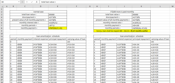 X fac total loan value = A B F G H I J K normal case total loan value = downpayment = present value of all monthly payments =