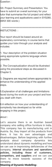 Question : 03. Project Summary and Presentation: You have to submit an overall summary for your tutor that summarise the full