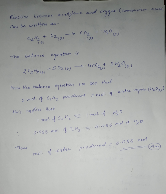 Reaction between acetylene and oxygen (combustion reacties) can be written as- C2H2 + 02 (2) CO₂ + H2O (9) ig The balance equ