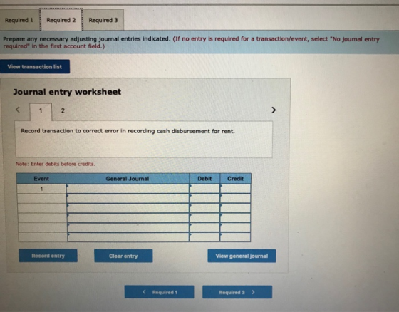 Required 1 Required 2 Required 3 Prepare any necessary adjusting journal entries indicated. (If no entry is required for a tr