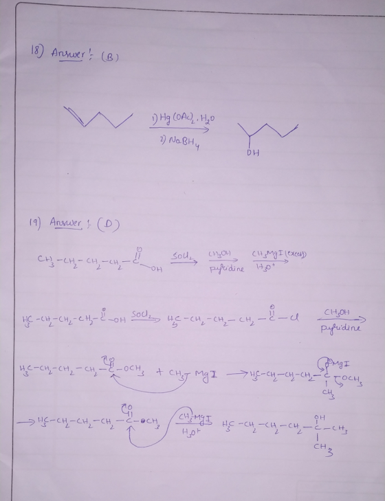 18) Anwerk (8) DHg(0AL,730 ] NaBH DH 19) Answer (0) HH-H>4 sou, CHILON) CHgMgT(C) pyridine Hot Ha 반대내에 s00by 발대낸 요u CH₃OH pyr