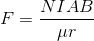 F=\frac{NIAB}{\mu r}