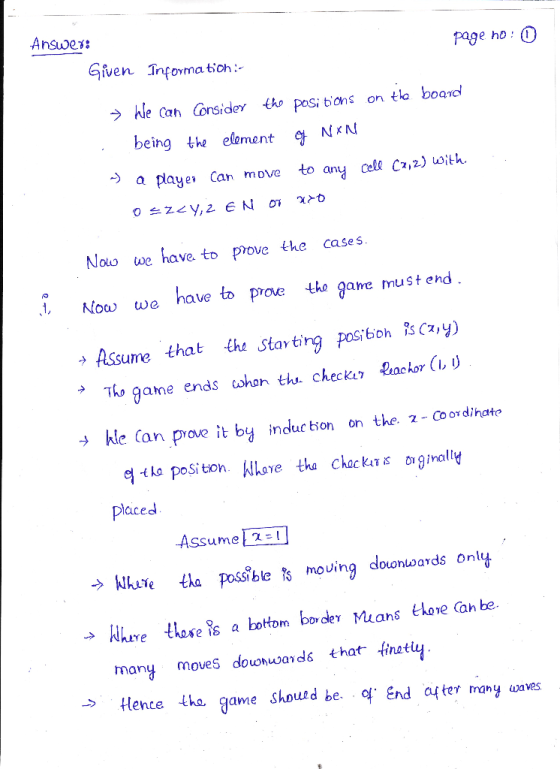 Answer: page ho: 0 Gfven Tnfomatioh Wle can Considey tho posi bons on tha boaro being the element NKN a playe Can move to Cel