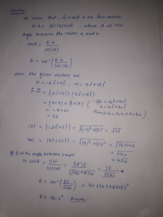 we knna that, t a and b are two wehert angle be tuuin the netur a and b lajJb] laljb yt us the angle behoen uand V 53 13 13 2