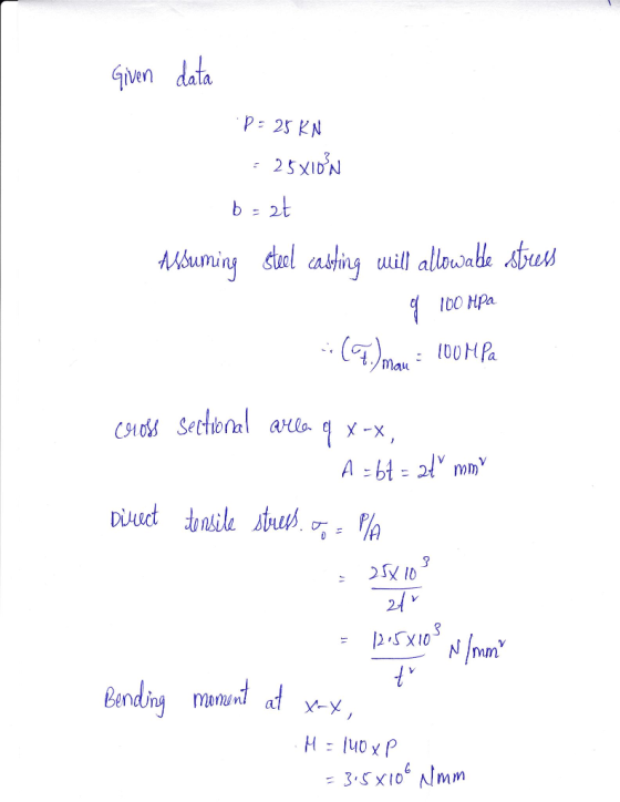 Ven dala P 25 KN b0 Mpa 21Y 2 SXI0 Bending m0mlnl at x-x