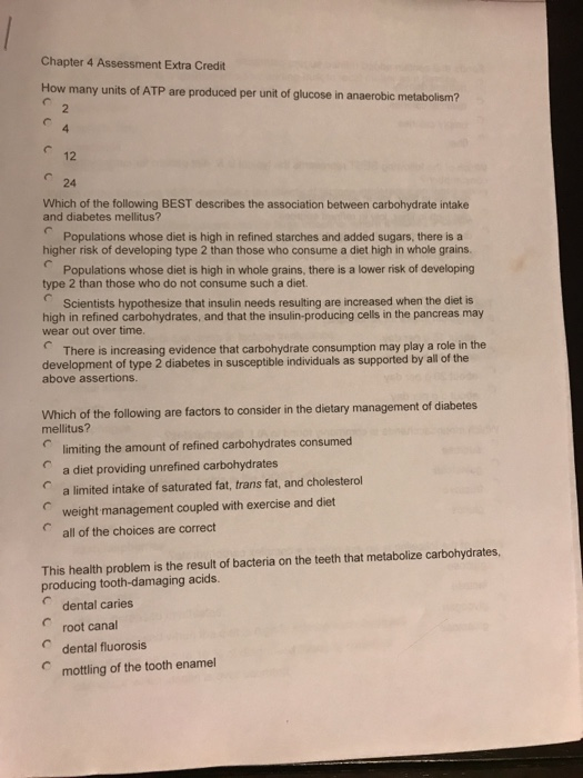 Chapter 4 Assessment Extra Credit How many units of ATP are produced per unit of glucose in anaerobic metabolism? C 12 24 Whi