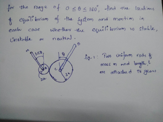 for the range of oso a 180, find the locations of equilibrium of the system and mention in whether the equilibrium is stable,