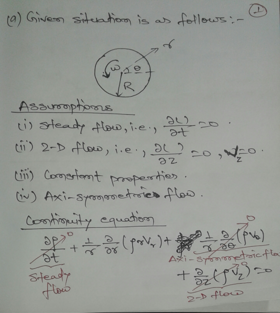 (9) Given situation is as follows :- (c) 08 az Assumptions (i) steady flow, i.e., t o . ch) 2-D flow, i.e., d., 220, Vzo (1)