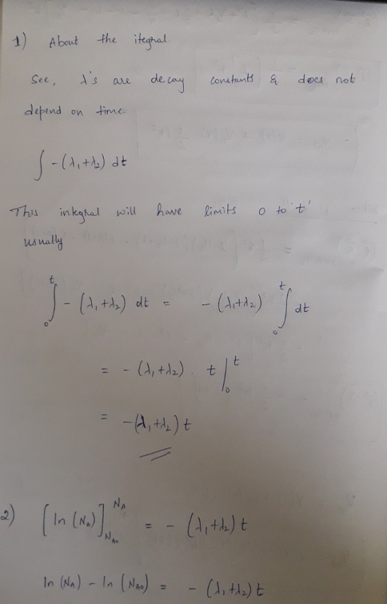 1) About the iegphal As ae de conuhants dos not de bend on time -(At) dt oiu onve us nal - (A,t) t NA