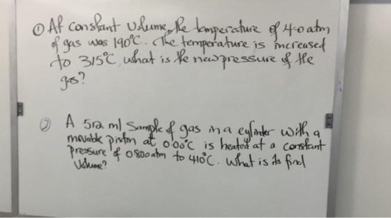 Af Canslant Ulumee kmperature f4o ahr f aus was 140 he temperature is nereasef to 315C,uhat is fe nepressure&He A 5a ml Sampl