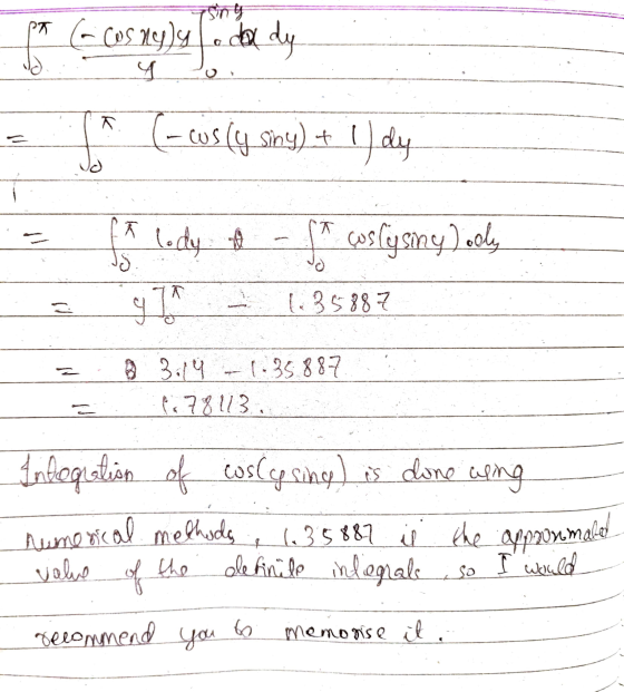 sing PT 4 IK احل [ = Ã lody S 1.35887 il the appoonmaled (- Cos nyly do dy (-usly siny) + 1) dy lody wslysiny ) ooly g7 1.358