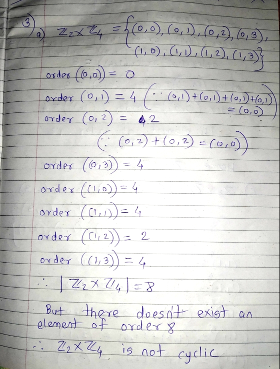 3 a) Zzx 24 0,3 - 62 (0, 1), (0, 2) (1,0), (1, 1), (1, 2), (1,3 order (10,0)) = 0 order (0, 1) = 4 01) +(0,1)+(0,1) H0,1 = (0