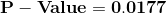 \mathbf{P-Value=0.0177}
