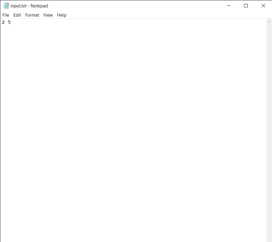 input.txt - Notepad Х File Edit Format View Help 25
