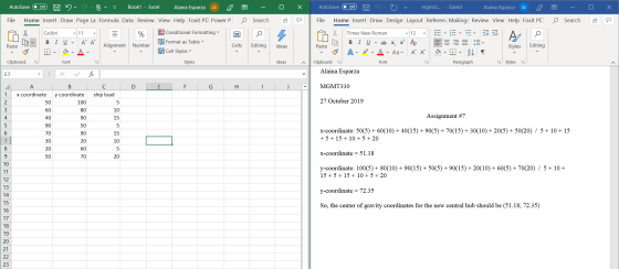 AutoSave Off Saved AutoSave Вook1 - Excel Alaina Esparza mgmt3... Alaina Esparza Off АЕ AE O Search O Search Home Insert Draw