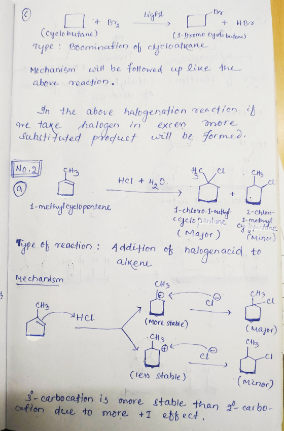 © ] + Br, light, D + HBO (cyclobutane) (1 - Bromo cydo butane) Type : Boromination of cycloaluane Mechanism will be followed