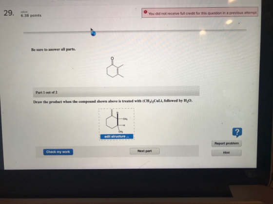 29. 338 points You did not receive full credit for this question in a previous attempt Be sure to answer all parts. Part 1 ou