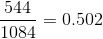 \frac{544}{1084}=0.502