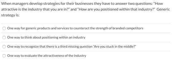 When managers develop strategies for their businesses they have to answer two questions: How attractive is the industry that