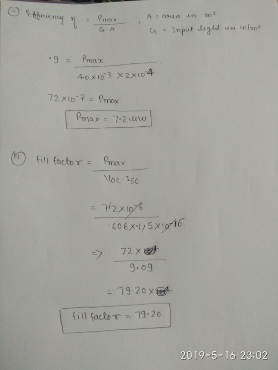 Pmax G A og = Pmax 4-0 x 10 3 X 2x 10 4 (iD fill facto Y= Pmax Noc Isc 72x@f g.o9 ラ fill facto Y=79.20 2019-5-16 23:02