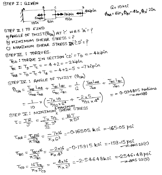 STEP I: GIVEN D • 2kipin 15 in 5 kipin lo in sin 4kipin G=10ksi Darabin, Pec-4in, Polin STEP II: TO FIND YANG LE OF TWIST(OCA