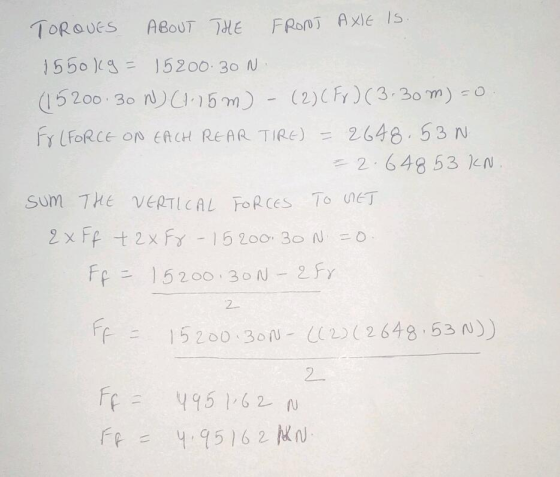 1550)( 3= 15200 . 3onJ (152oo . Зо n)On5m)- (2)(F)(3.30 m):0 2 648 53 sum THe VERTICAL FoRCES To eT i F- 15 200 , 3oN-(( 2) (