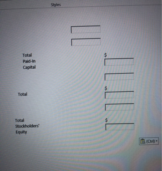 Styles Total Paid-In Capital Total זווד Total Stockholders Equity B (Ctrl) - - - - - -