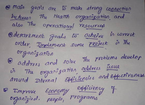 main is coment goals are to make strong connection between The Health organization, and also the operational resources C.depa