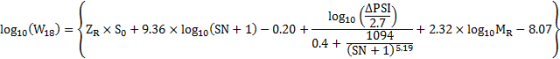 log10 log10 (W13) = = {ZR X S. +9.36 x log10 (SN + 1) -0.20 + 0.4 + (APSI 2.7 1094 + 2.32 x log10 MR - 8.07 (SN + 1) 5.19