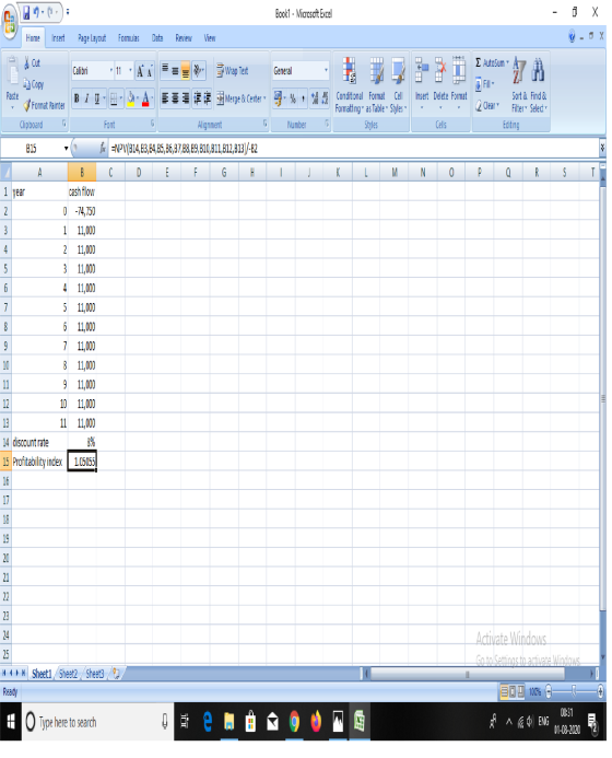Book1 - Microsoft Excel Home Insert Page Layout Formulas Data Review View AutoSum Calibri 11 Wrap Text General Fill BI U DA I