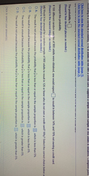 Aug w a survey a counuy, 177. Or uns do not own a credit card, suppose a simple rangom sample or you aquiS S obtained, compre