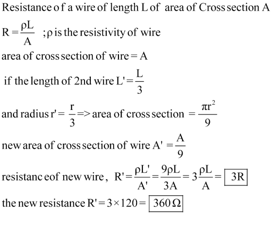 Resistance of a wire of length L of area of Cross section A ;p is the resistivity of wire area of cross section of wire A if