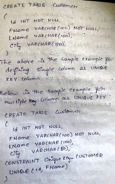 CREATE TABIE Custemcs id INT NOT NOLL FName VARCHAR (Ioo) NoT NOL LName VARCHARo VARCHAR (too) NoT NULL! The abov e the sampl
