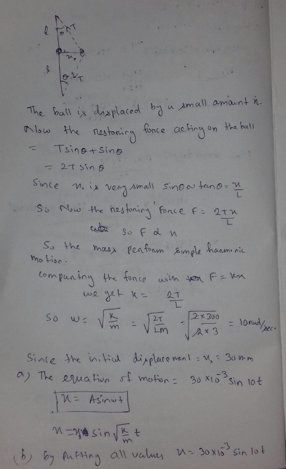 Problem 2 The Ball With Mass M Is Attached To Two Elastic Cords Each 