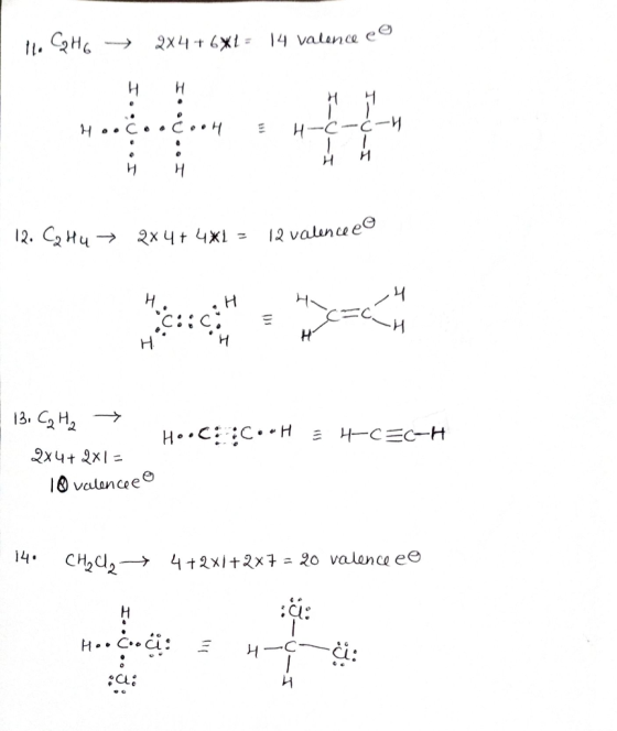 1. C H ) 2x^4 + 6 x1 = 14 Valenda có H H 4 Coocoot E HC -6-H HH H H 12. CHu + 2x4+4*1 = 12 valence H H C:ic: & C=0 Hooco:Co-H