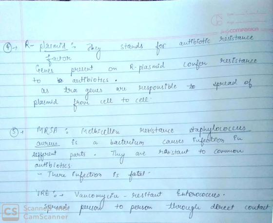 fare companion resistance.. antibiotic au confer resistance R- plasmid e They stands for factor o Genes present on R- plasmid
