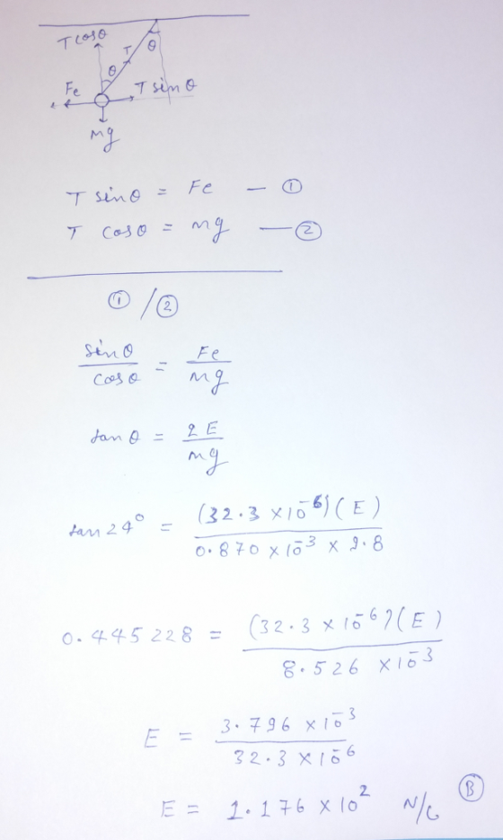 ブsem トng o /o e 2432 3 xIo51CE) 0,870 x1ō3 x 3-8 an 29- 0.445 228= (32-3x1667(E) 8 526 XI6 F = 3.736 x103 32.3 x16 E= 2-1干6x102 N