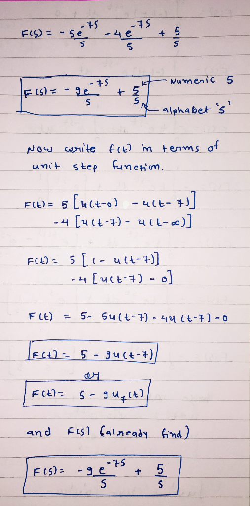 FEDE - ECO3 = 2** *7men Numeric 5 €15)= - - alphabets Now unit write step fits in terms of function, F(t)= 5 [H1t-o) - ult-