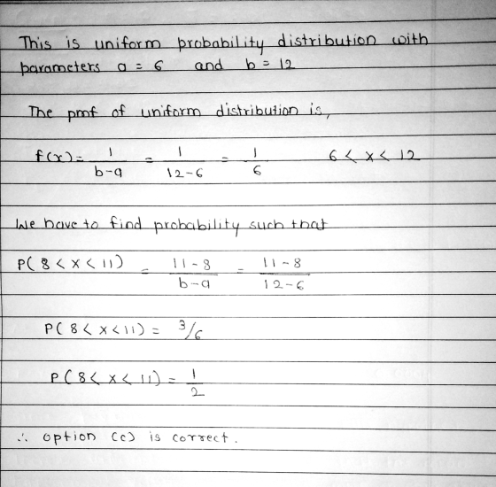 This is uniform probability distribution with barometers 0 : 6 and b = 12 The pmf of uniform distribution is, - foo- 64 x < 1