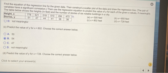Find the equation of the regression line for the given data. Then construct a scatter plot of the data and draw the regressio