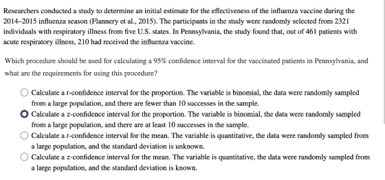Researchers conducted a study to determine an initial estimate for the effectiveness of the influenza vaccine during the 2014