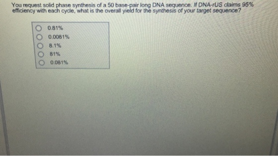 You request solid phase synthesis of a 50 base-pai