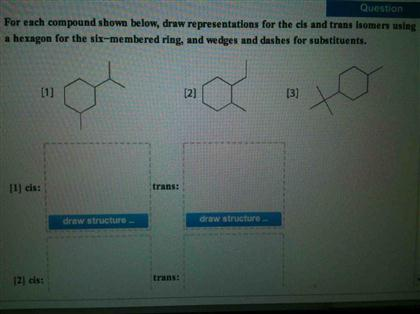For each compound shown below, draw representation