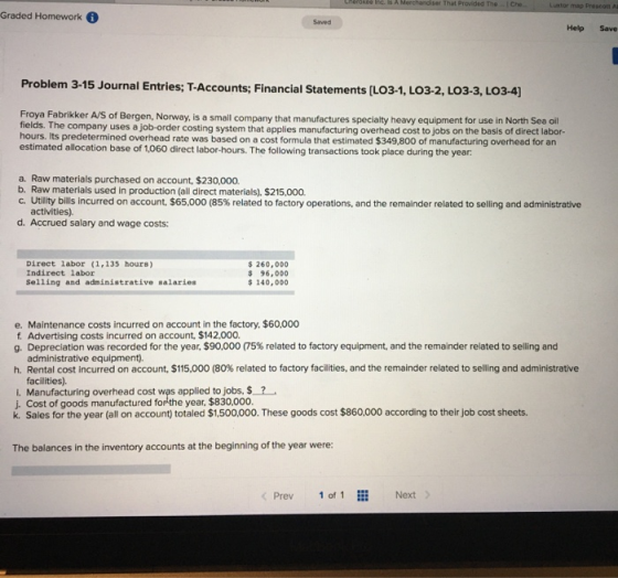 LOOR I S A Merchandiser That Provided The Che Luxtor map Prescot AL Graded Homework saved Help Save Problem 3-15 Journal Entr