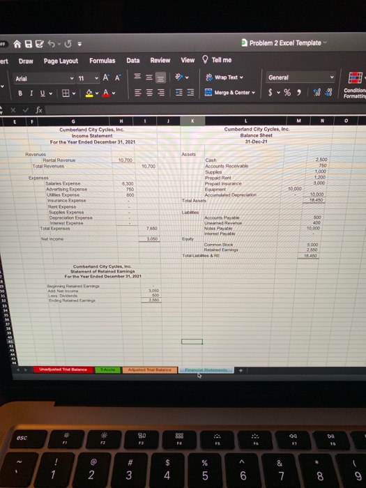 Problem 2 Excel Template ABES Draw Page Layout ert Formulas Data Review View Tell me 2. Wrap Text Arial v 11 * Α Α = General