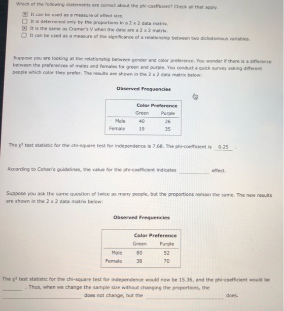 Which of the following statements are correct about the phi-coefficient? Check all that apply. X It can be used as a measure