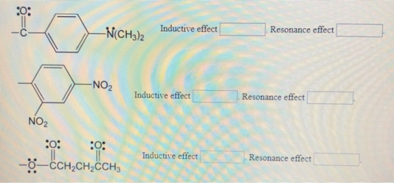 -N(CH3)2 Inductive effect Resonance effect -NO2 Inductive effect Resonance effect NO2 09 : : : : -CCH2CH2CCH3 Inductive effec