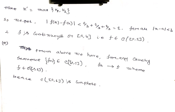 max 3K, k = TaKe forc al u-al<g we get So te elto,11) 5s Contin uoyg above we have, forang Caueh TEL om Seauence nyE elto,)