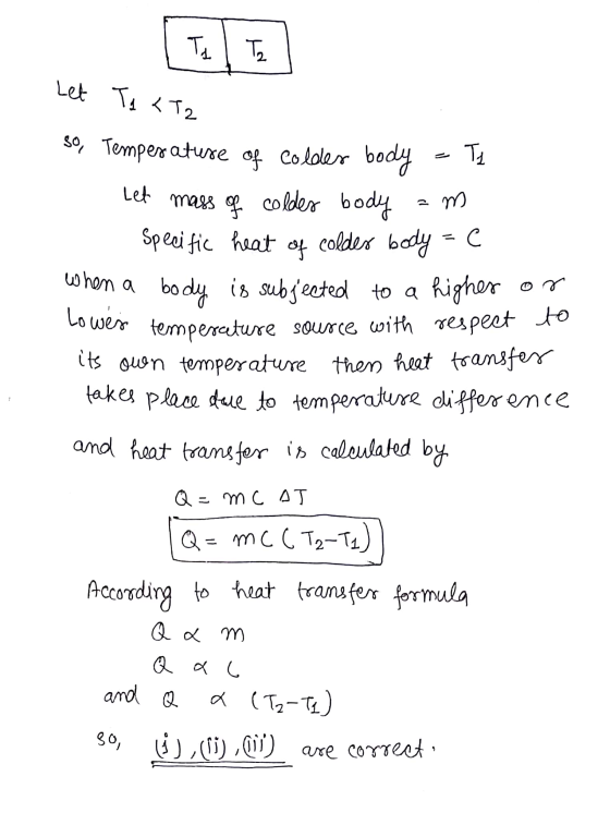 Let Tq atz so, Temperature of colder body - Tu Let mass of colder body am Specific heat of colder body =( when a body is subj
